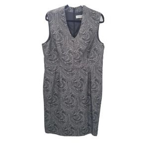 Kasper sleeveless sheath dress womens size 16 swirl jacquard textured